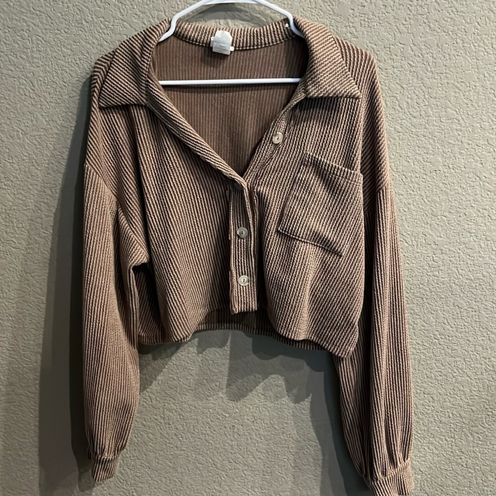 Light brown apricot lane shacket